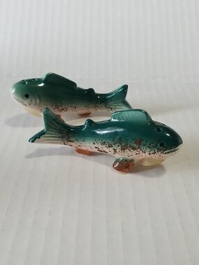 Vintage Ceramic Small Trout Salt And Pepper Shaker Set